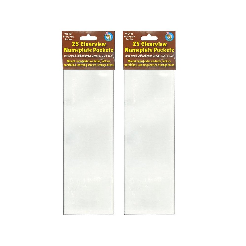 Clear View Self-Adhesive Extra Small Name Plate Pocket25 Per Pack, 2 Packs. Picture 1