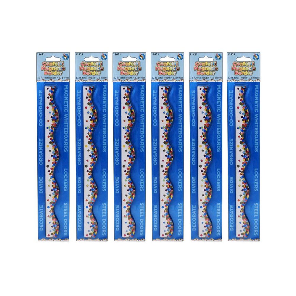 Magnetic Scallop Border, Confetti, 12 Feet Per Pack, 6 Packs. Picture 1