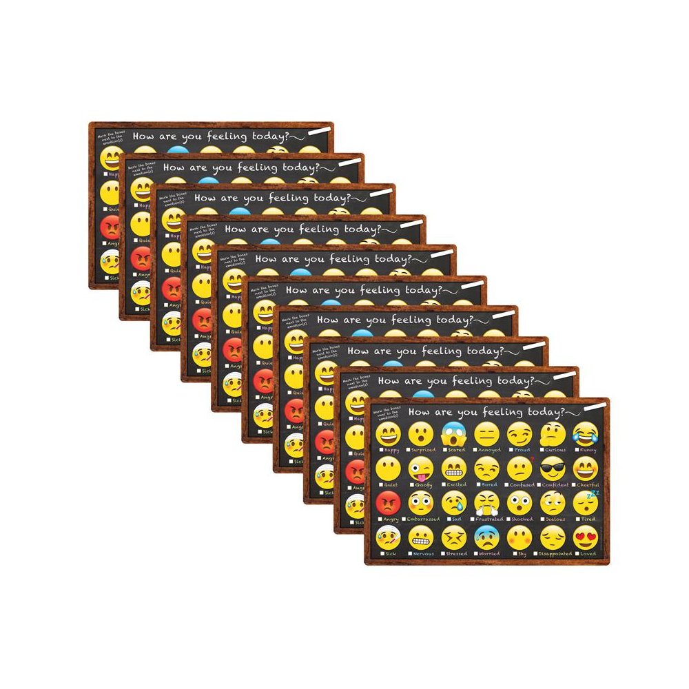 Smart Poly Chart, 13" x 19", Emotions Icon How Are You Feeling, Pack of 10. Picture 1