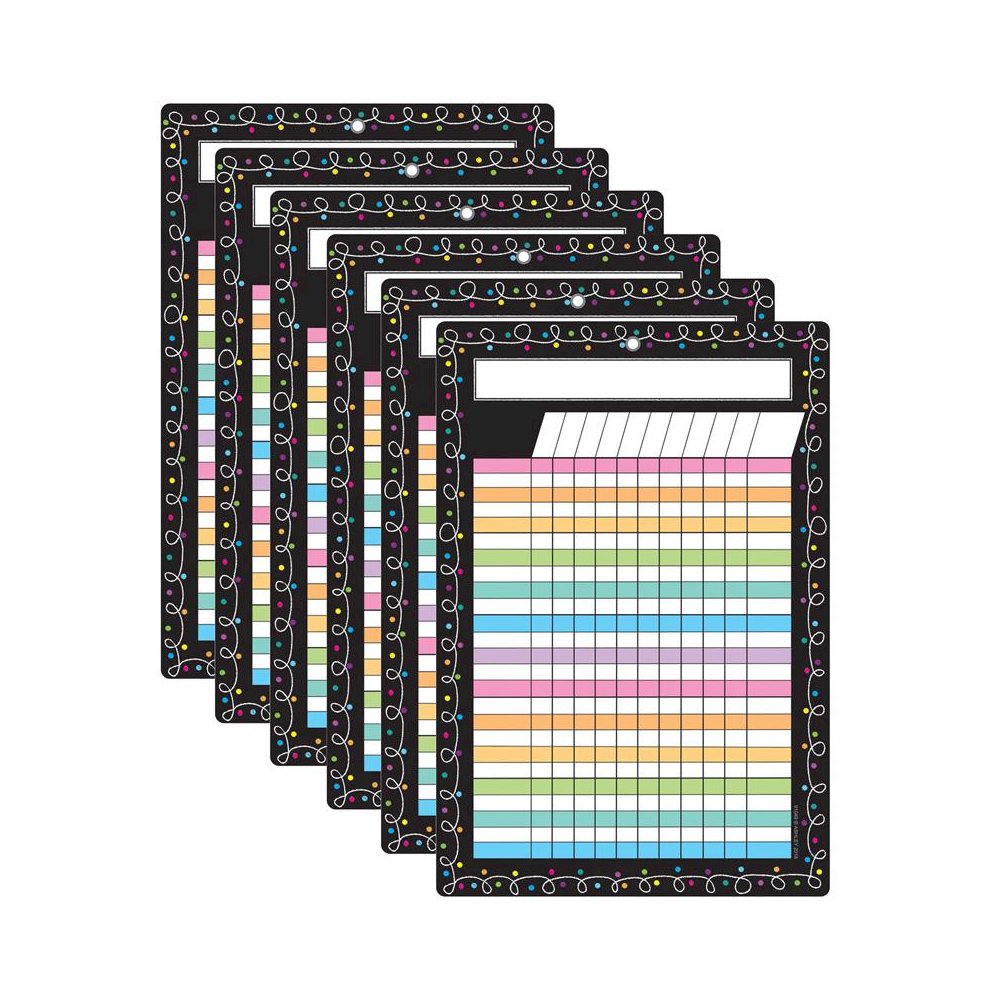 Smart Poly Chart, 13" x 19", Chalk Dots with Loops Incentive, Pack of 6. Picture 1