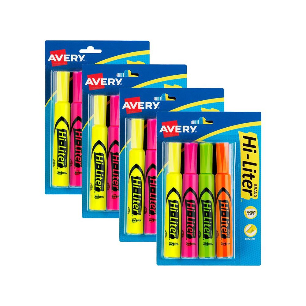Hi-Liter Desk-Style Highlighters, Smear Safe, Nontoxic, 4 Per Pack, 4 Packs. Picture 1