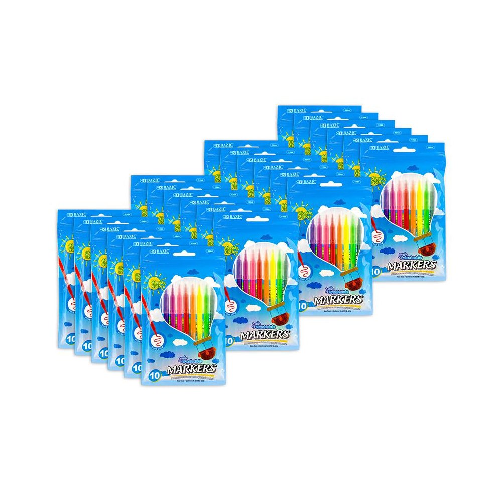 Fine Line Washable Markers, 10 Per Pack, 24 Packs. Picture 1