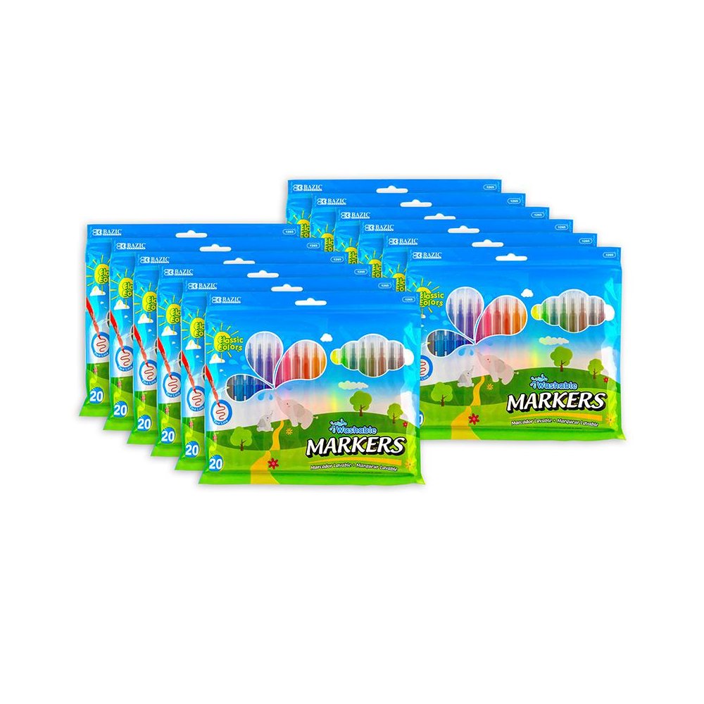 Fine Line Washable Markers, 20 Per Pack, 12 Packs. Picture 1