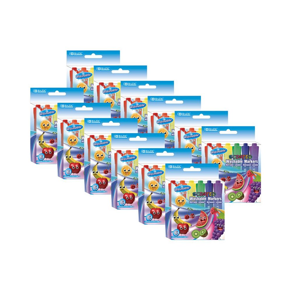 Washable Markers, Scented, 6 Per Pack, 12 Packs. Picture 1