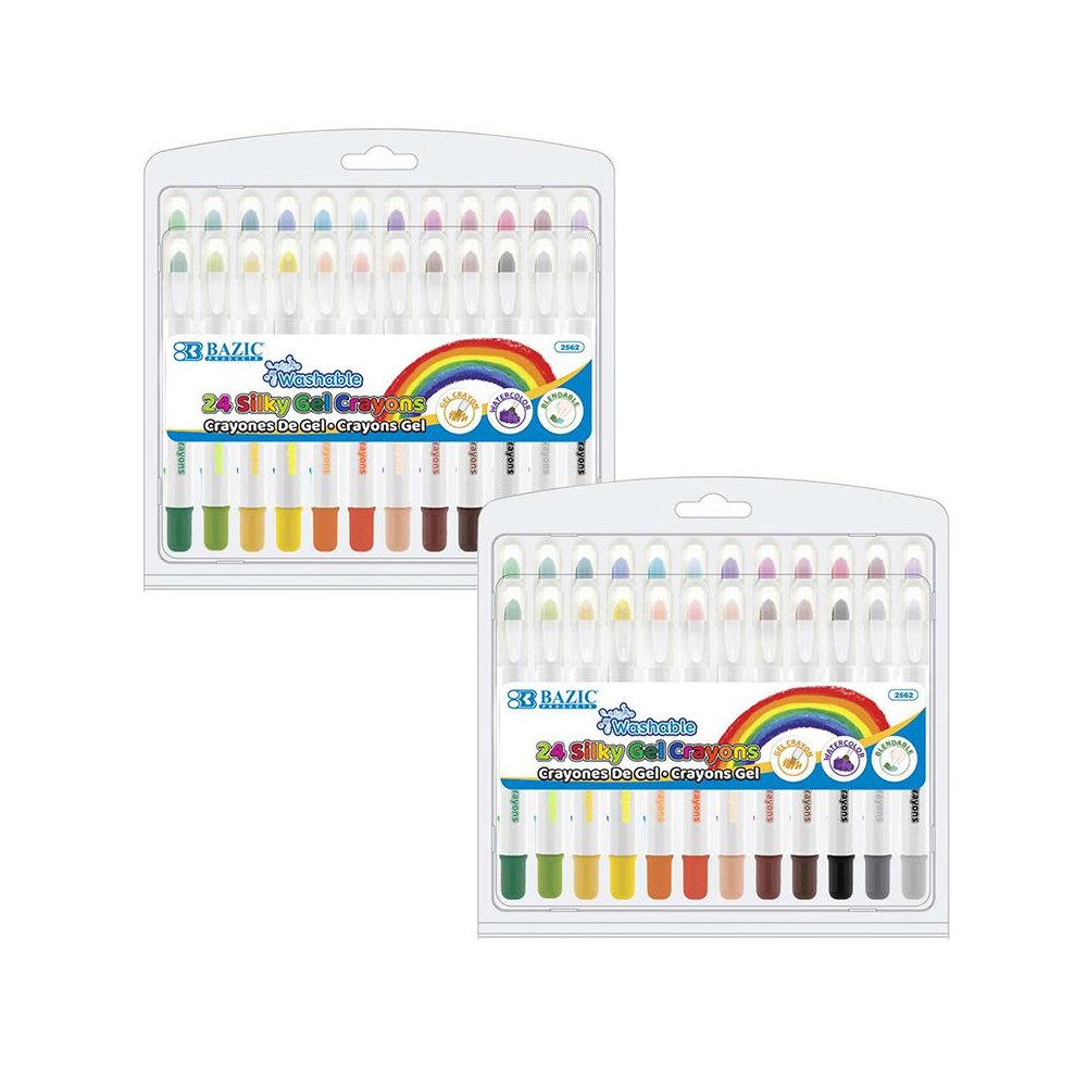 Washable Silky Gel Crayons, 24 Per Pack, 2 Packs. Picture 1