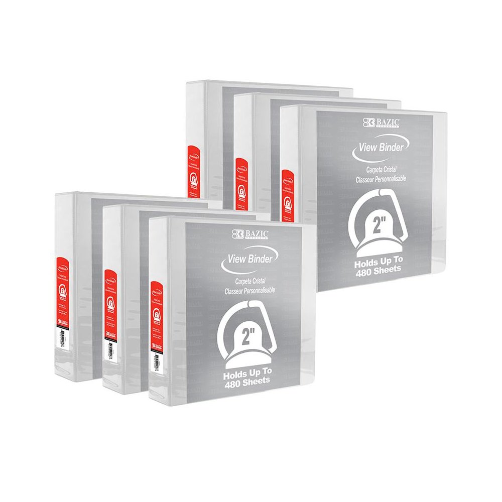 Slant D Ring View Binder with 2 Pockets, 2", White, Pack of 6. Picture 1