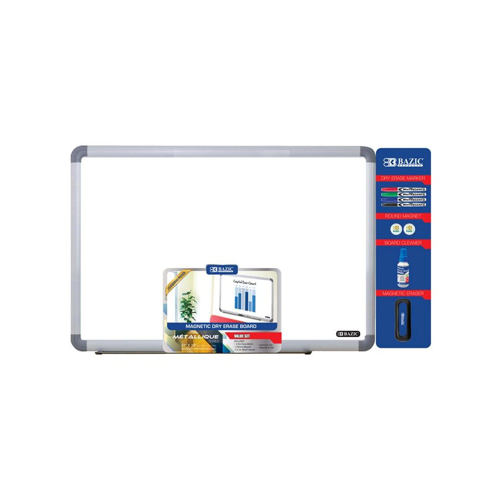 Aluminum Frame Magnetic Dry Erase Board Value Pack, 24" x 36". Picture 1