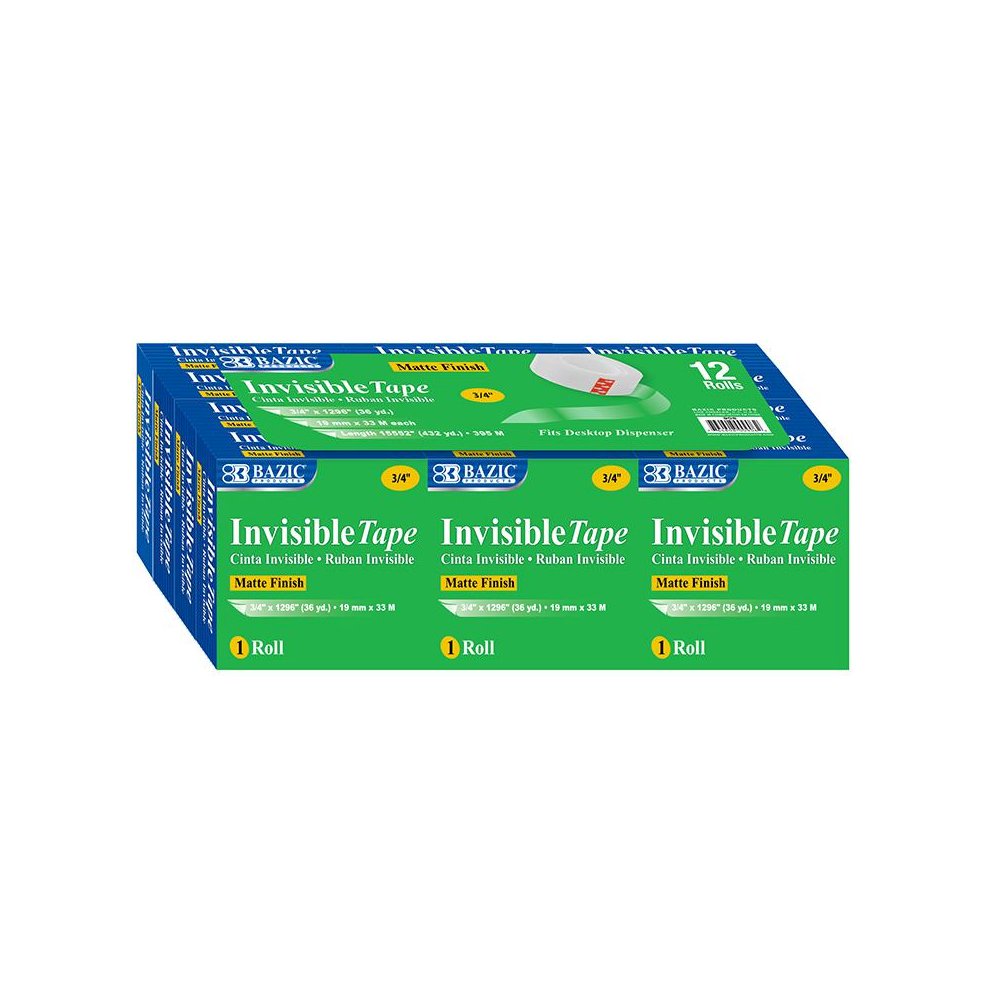 Tape Refill, Invisible Tape, 3/4" x 1000", 12 Rolls. Picture 1