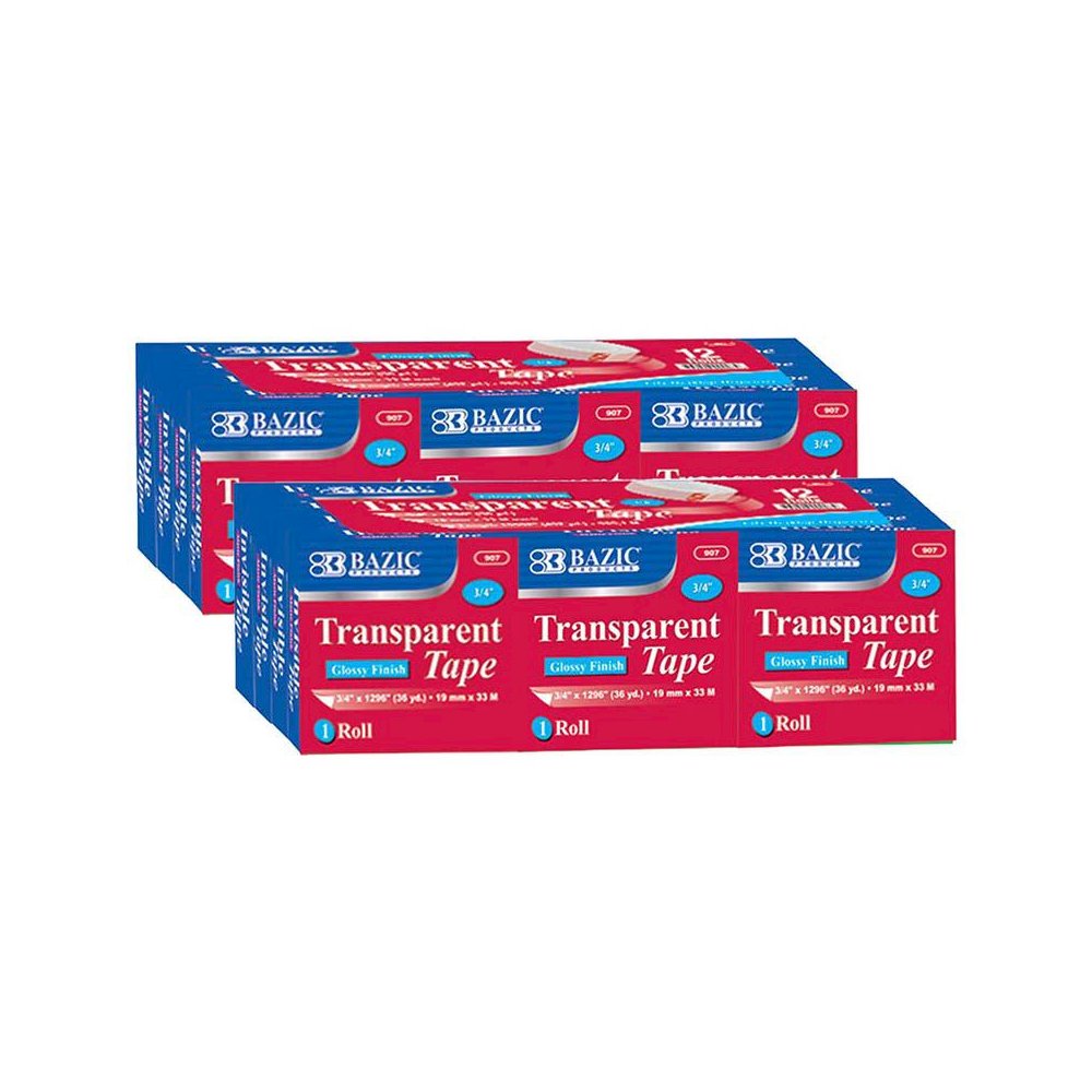 Tape Refill, Transparent Tape, 3/4" x 1296", 12 Per Pack, 2 Packs. Picture 1