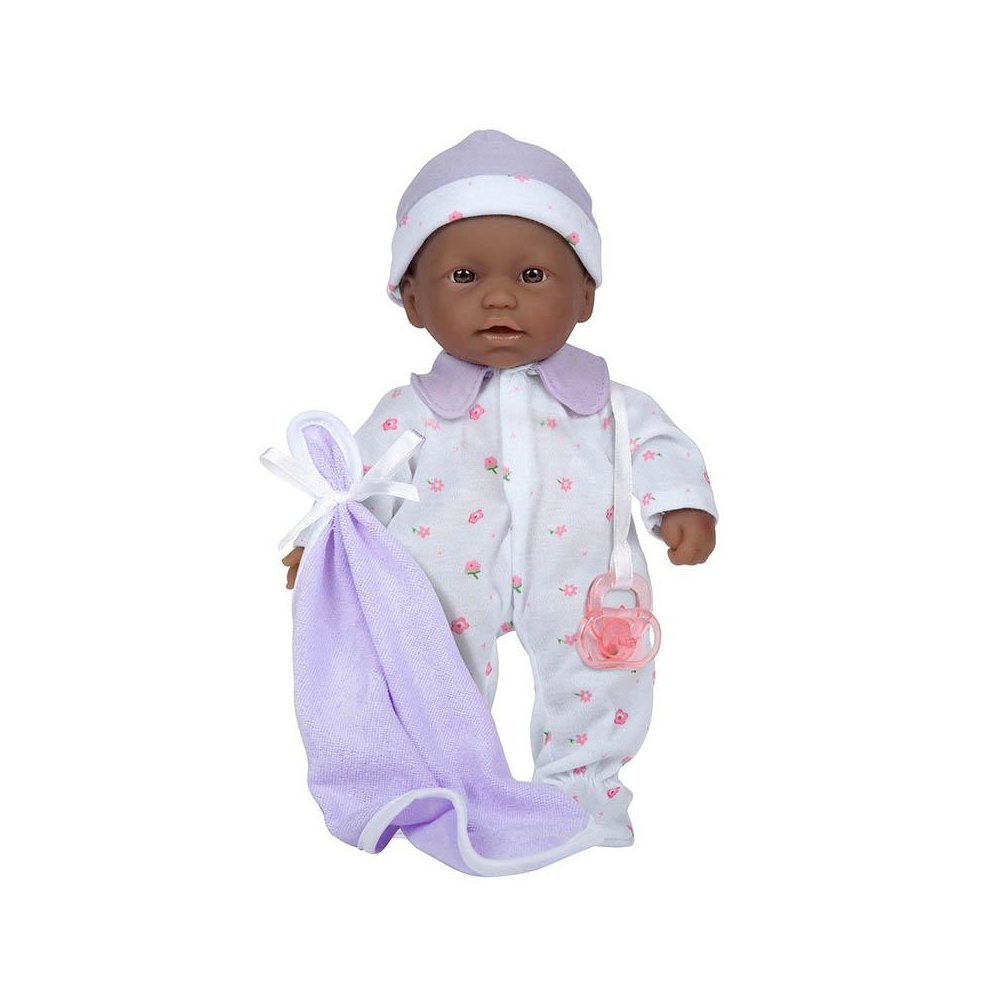 La Baby Soft 11" Baby Doll, Purple with Blanket, African-American. Picture 1