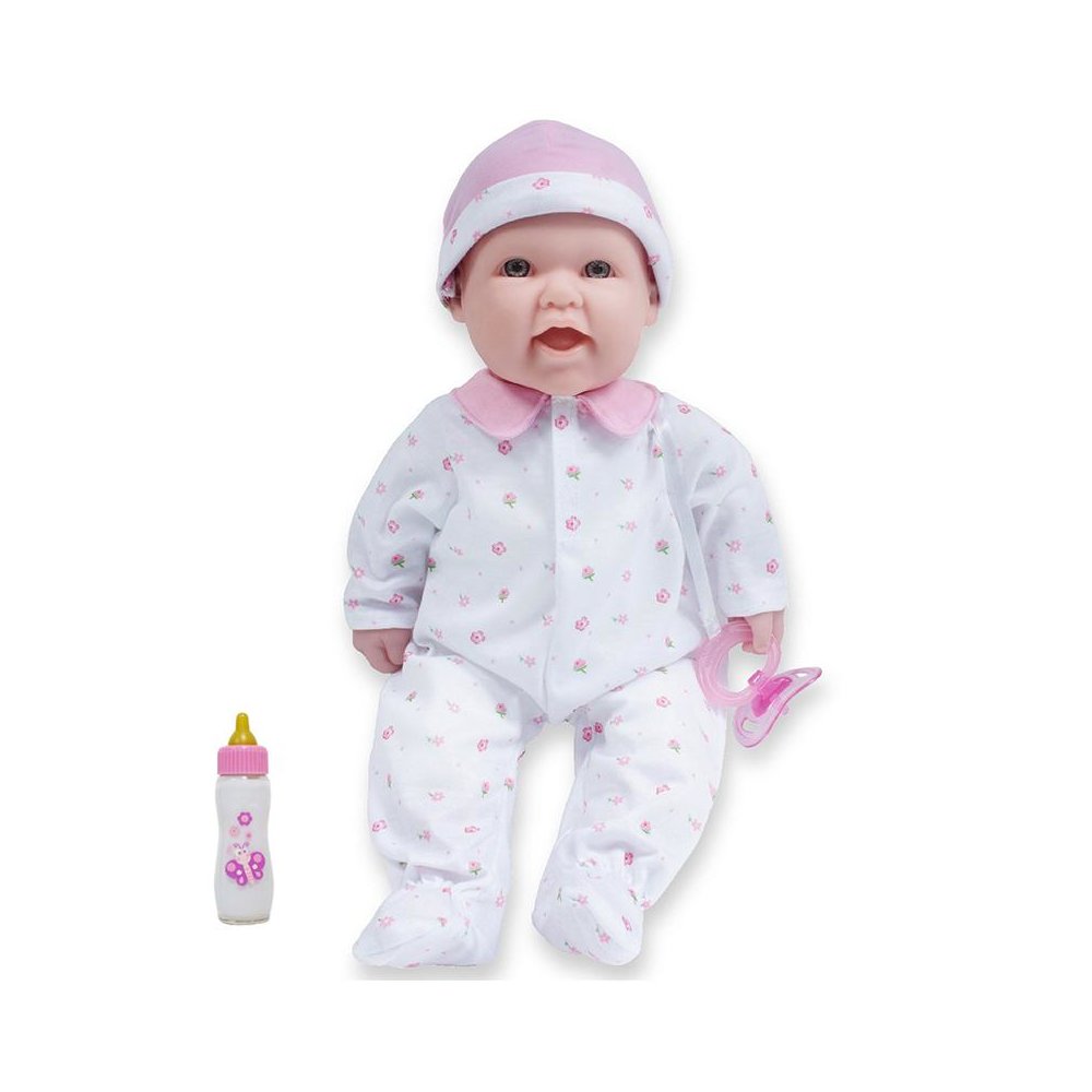 La Baby Soft 16" Baby Doll, Pink with Pacifier, Caucasian. Picture 1
