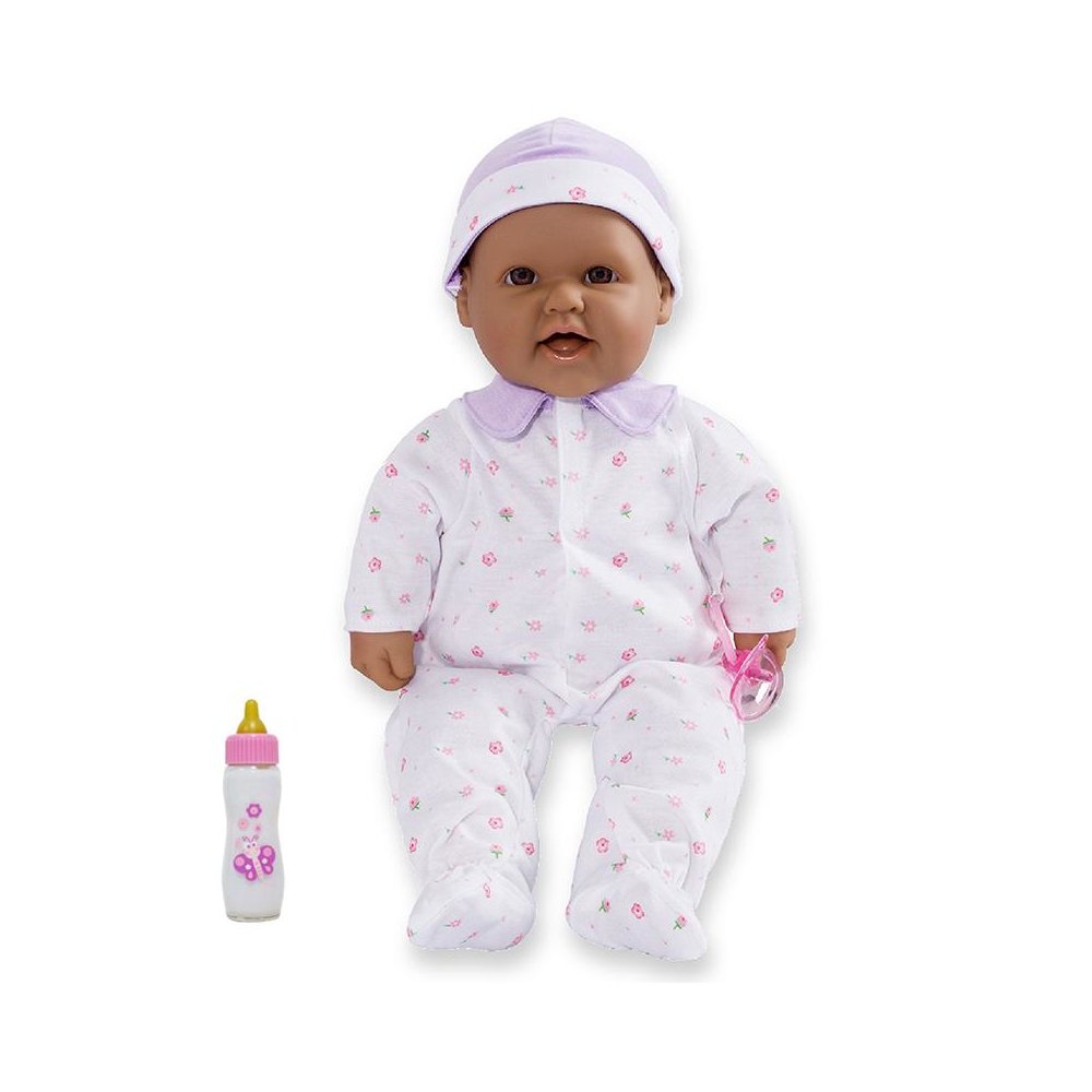La Baby Soft 16" Baby Doll, Purple with Pacifier, Hispanic. Picture 1