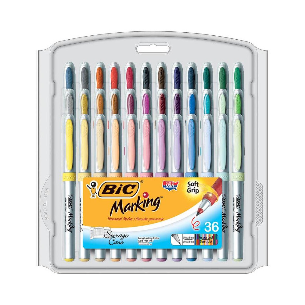 BIC MARK IT PERMANENT MARKERS 36PK ULTRA FINE POINT ASSTD COLOR. Picture 1