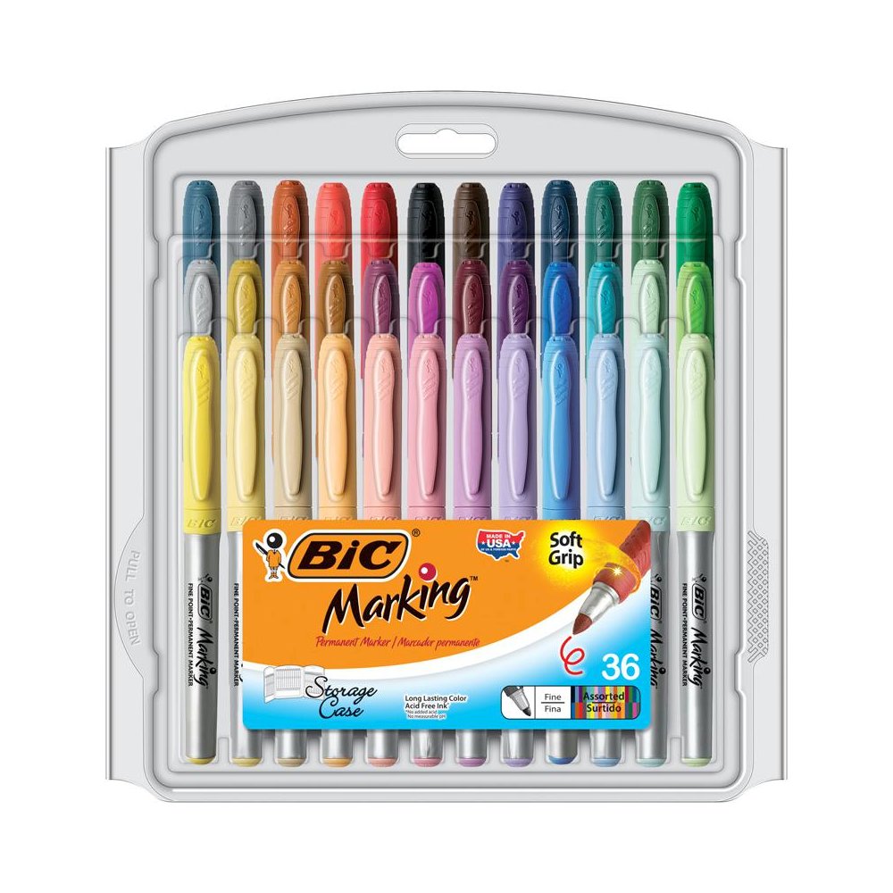 Bic Mark It Permanent Markers 36Pk, Fine Point Asstd Color. Picture 1
