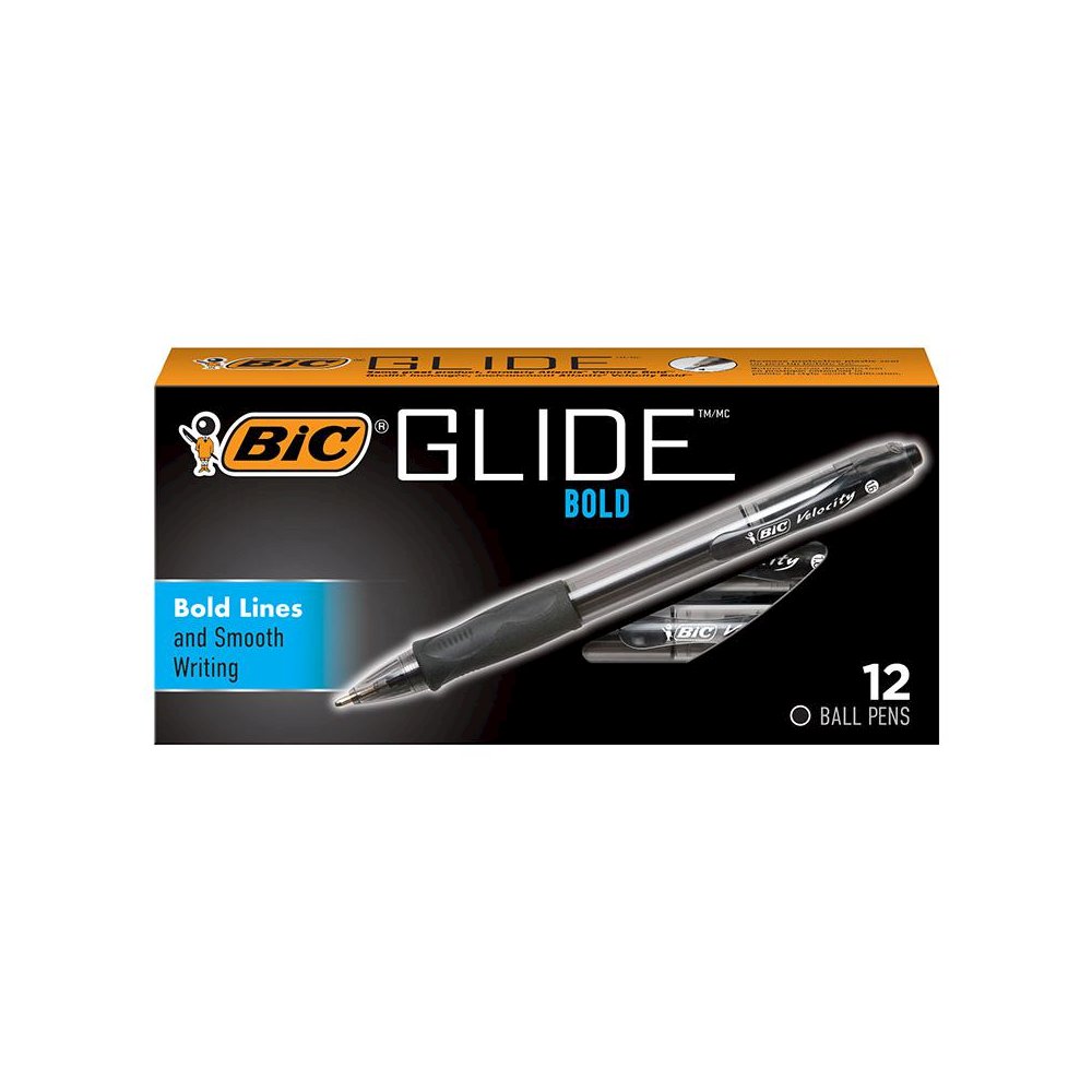 Glide Bold Retractable Ball Point Pen, Bold Point (1.6mm), Black, 12-Count. Picture 1