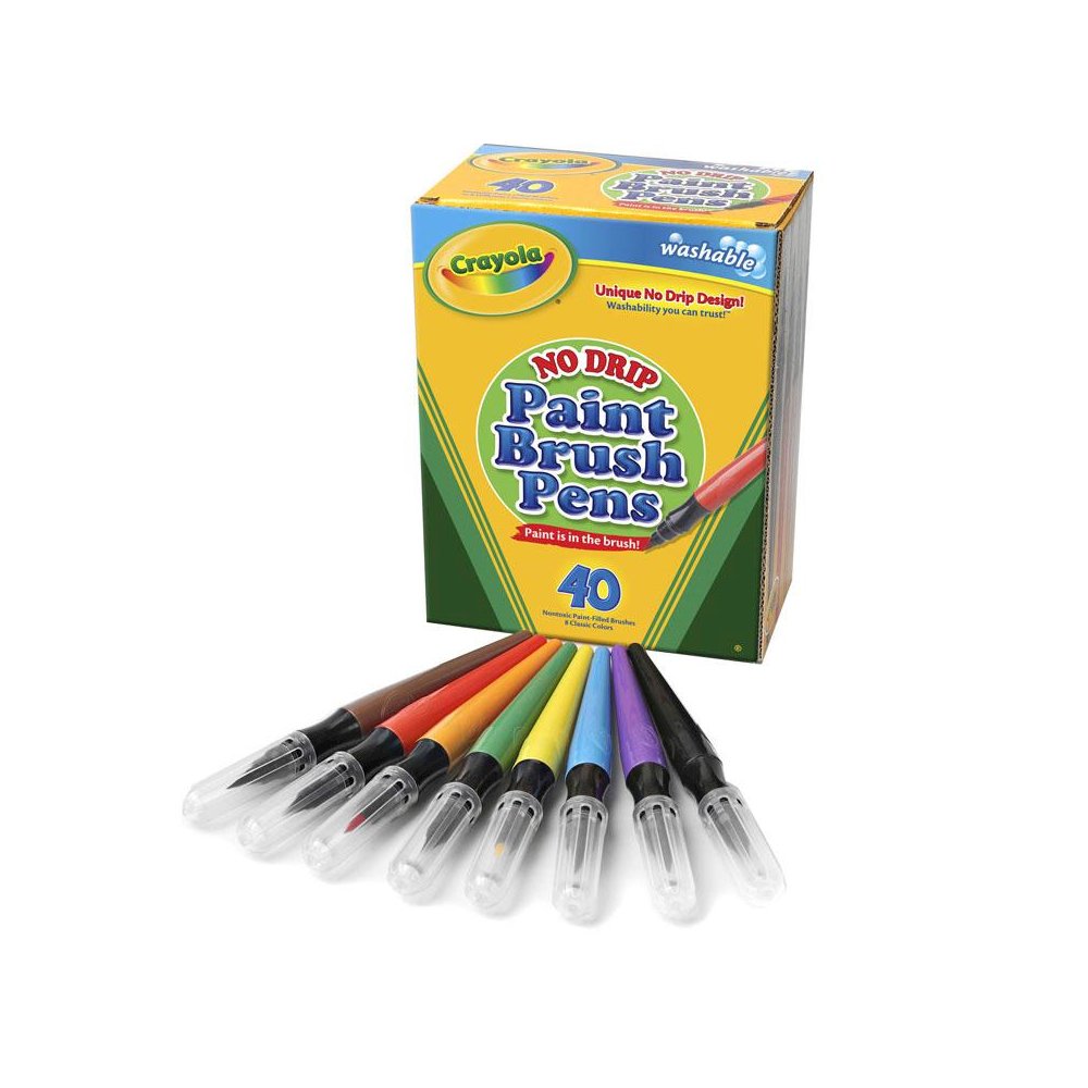 No Drip Paint Brush Pens 40Ct, Washable. Picture 1