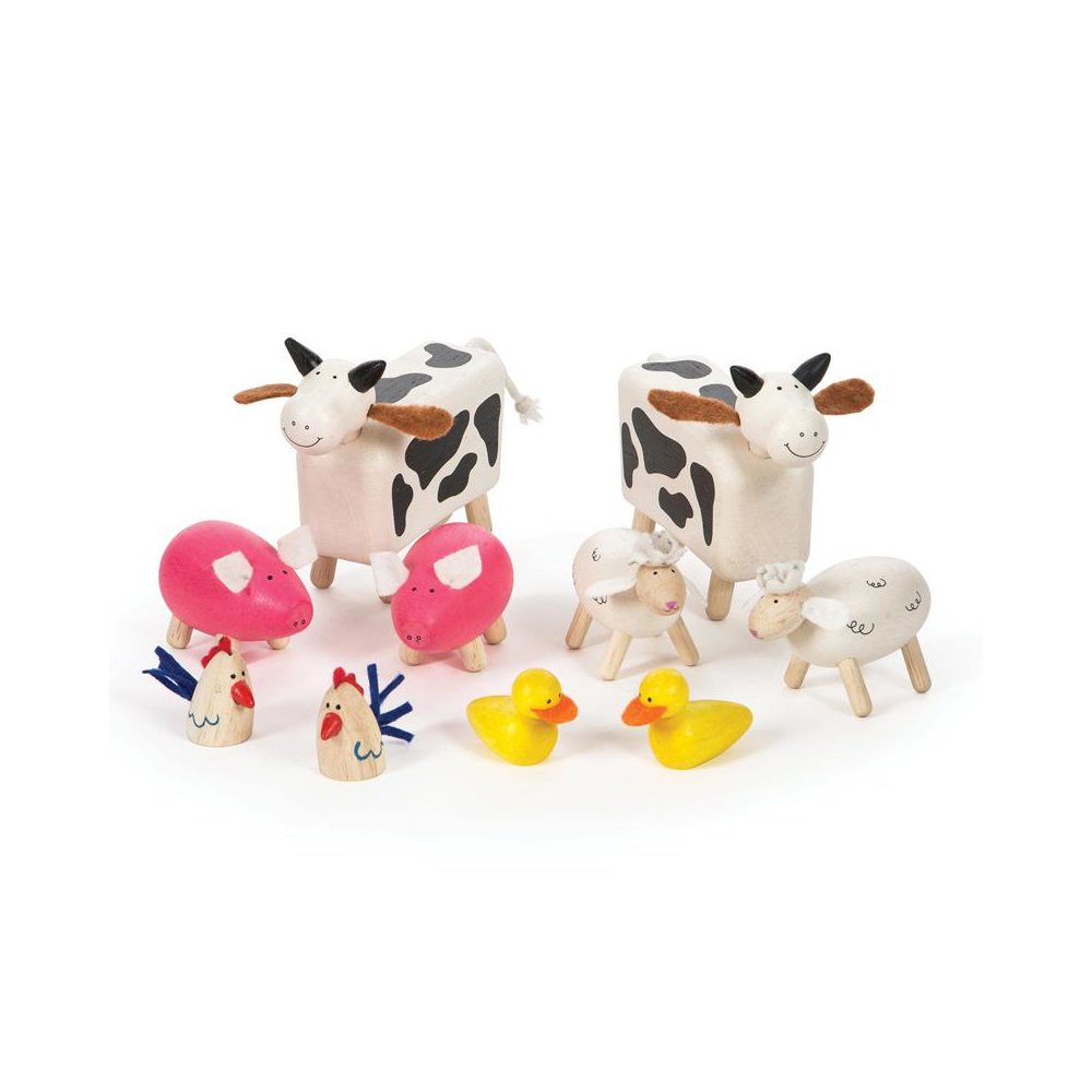 Wooden Farm Animals, Set of 10. Picture 1