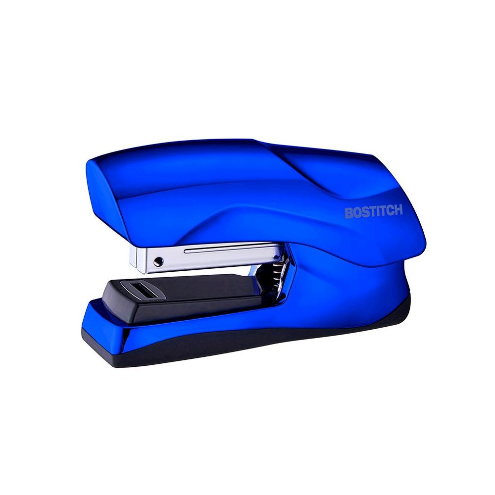 Flat Clinch Stapler, 40 Sheets, Metallic Blue. Picture 1