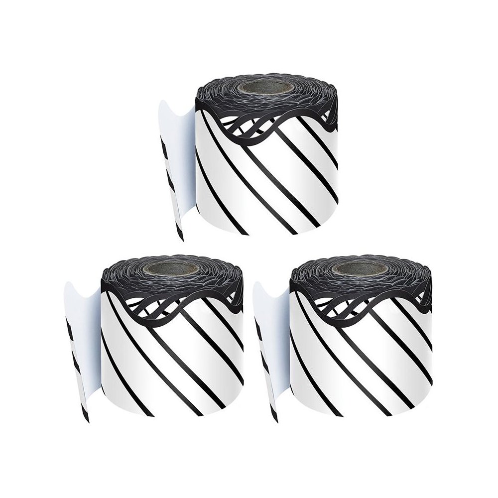 Kind Vibes Black & White Stripes, 65 Ft Per Roll, Pack of 3. Picture 1