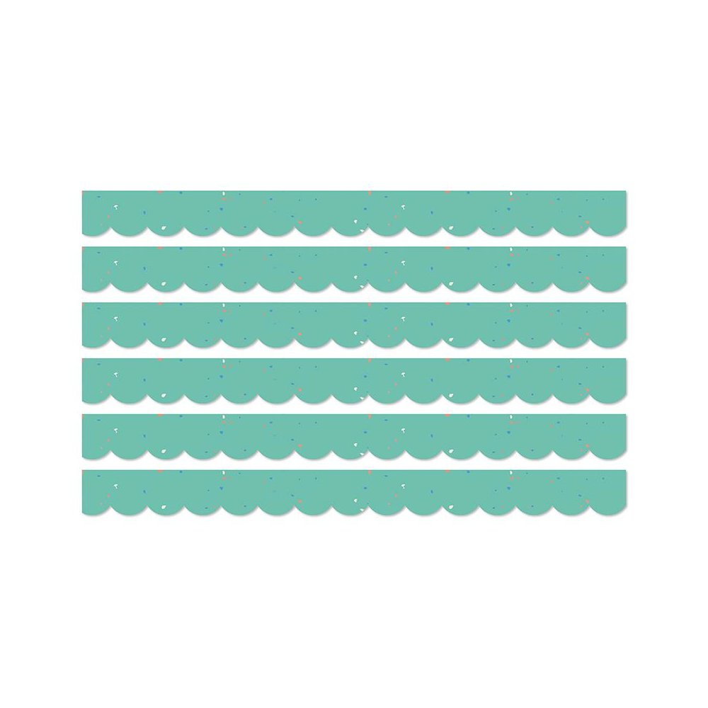 We Belong Speckled Teal Scalloped Borders Per Pack, 39 Feet Per Pack, 6 Packs. Picture 1