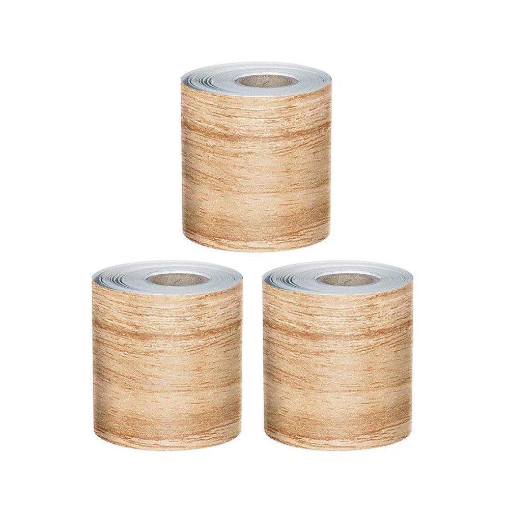 Grow Together Light Wood Grain Rolled Straight Borders 65 Ft Per Roll, Pack of 3. Picture 1