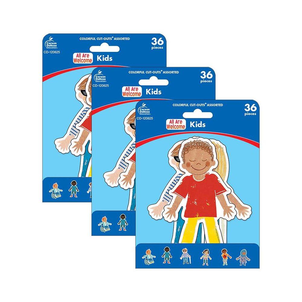 All Are Welcome Kids Cut-Outs, 36 Per Pack, 3 Packs. Picture 1