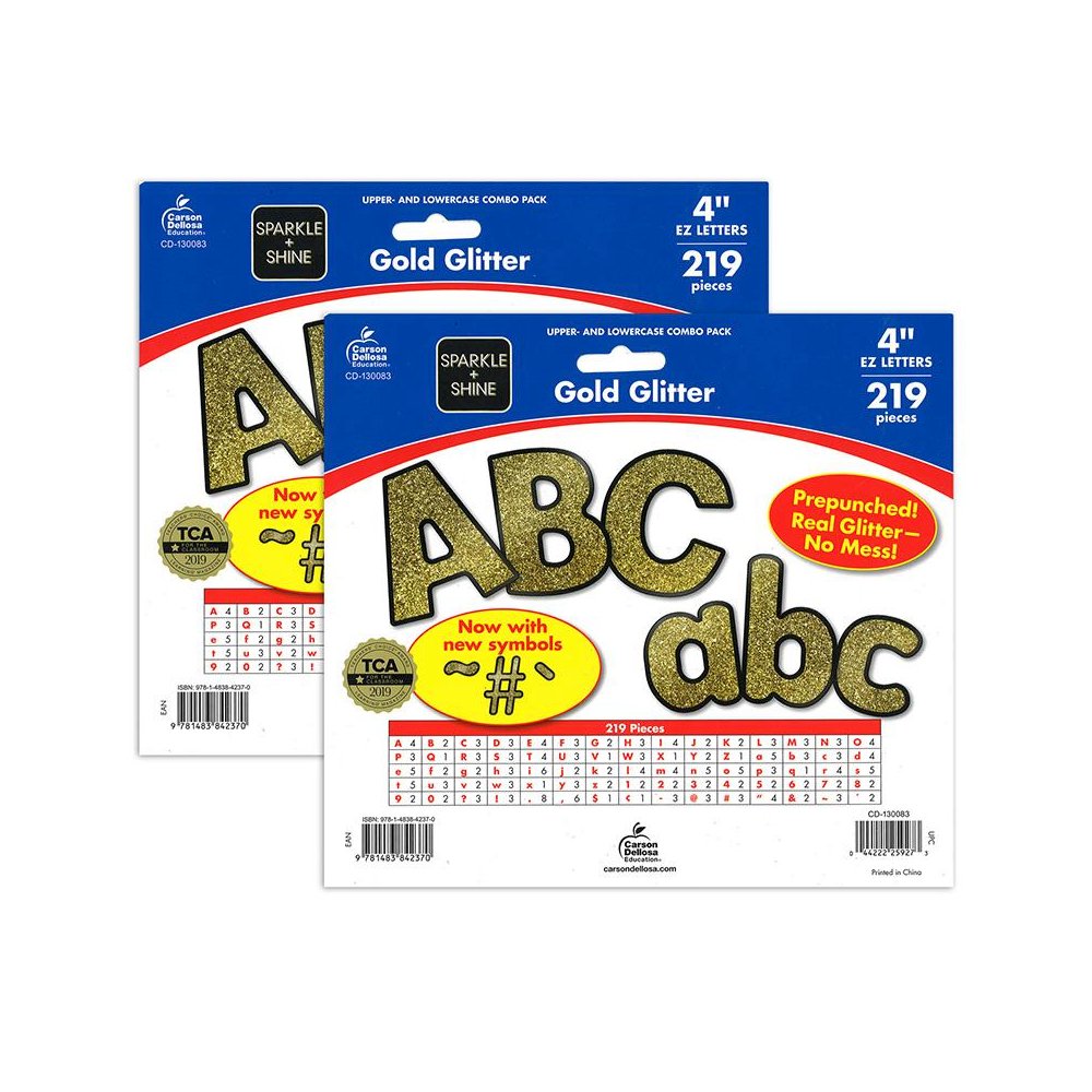 Shine Gold Pack EZ Letters, 4-inch, 219 Pieces Per Pack, 2 Packs. Picture 1