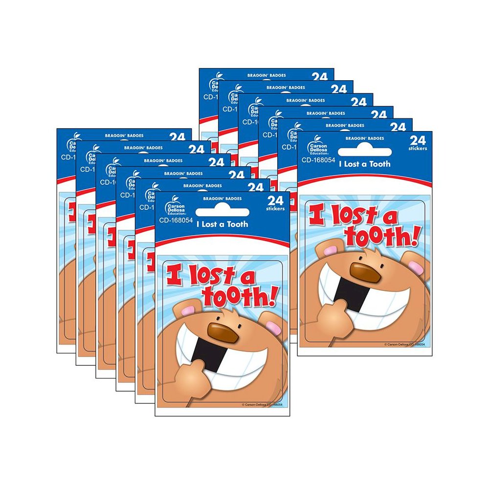 I Lost a Tooth Motivational Stickers, 24 Per Pack, 12 Packs. Picture 1