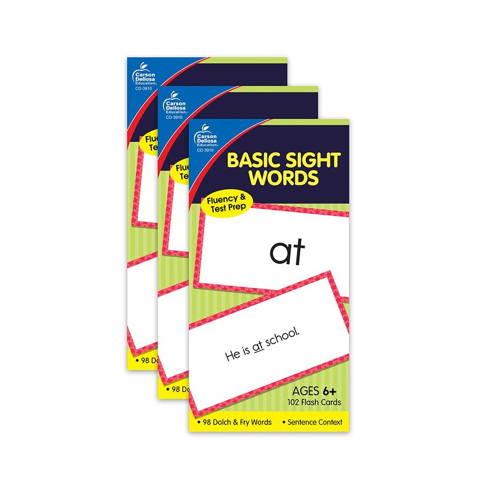 Basic Sight Words Flash Cards, 3 Packs. Picture 1