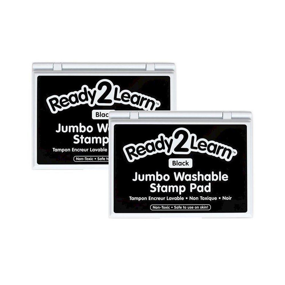 Jumbo Washable Stamp Pad - Black - 6.2"L x 4.1"W - Pack of 2. Picture 1