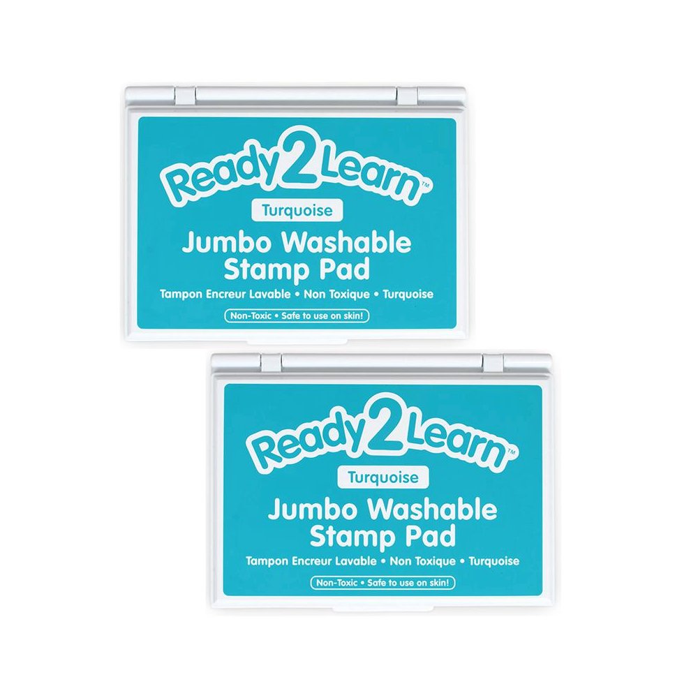 Jumbo Washable Stamp Pad - Turquoise - 6.2"L x 4.1"W - Pack of 2. Picture 1