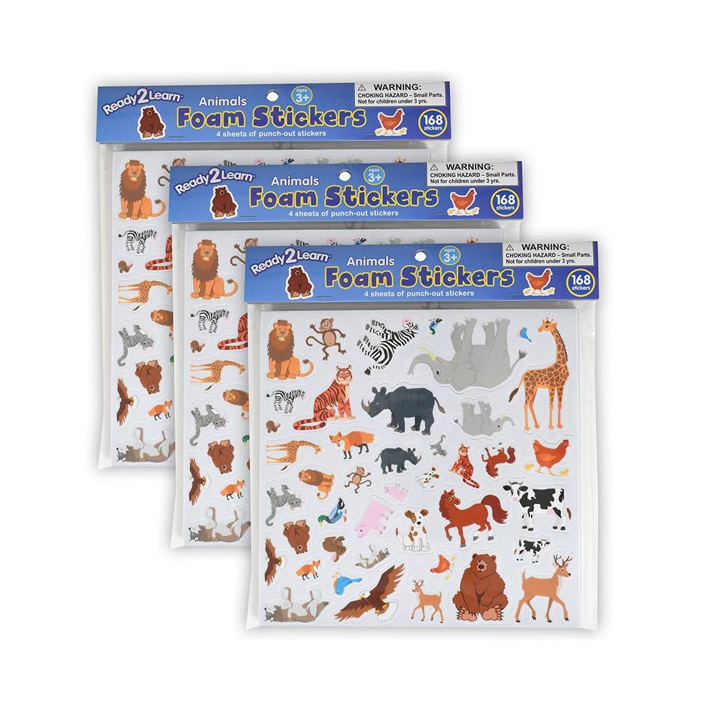 Foam Stickers - Animals - 168 Per Pack - 3 Packs. Picture 1