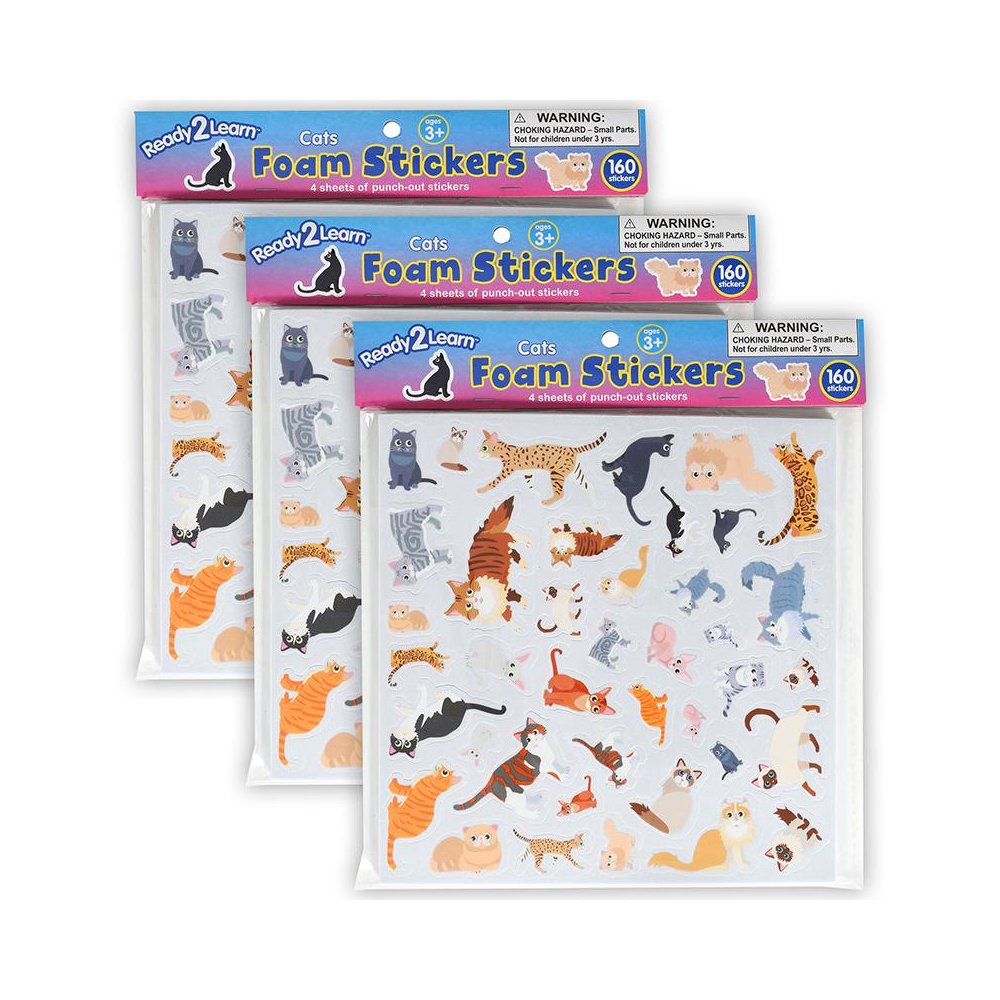 Foam Stickers - Cats - 160 Per Pack - 3 Packs. Picture 1