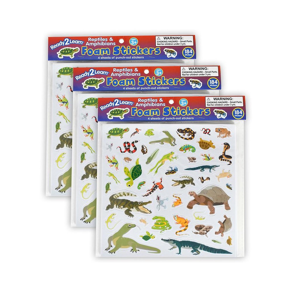 Foam Stickers - Reptiles and Amphibians - 184 Per Pack - 3 Packs. Picture 1