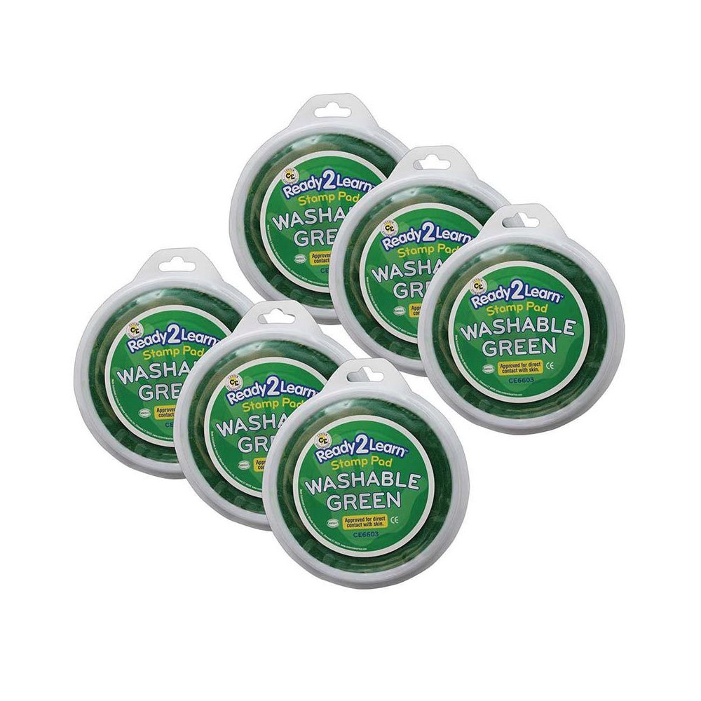 Jumbo Circular Washable Stamp Pad - Green - 5.75" dia. - Pack of 6. Picture 1