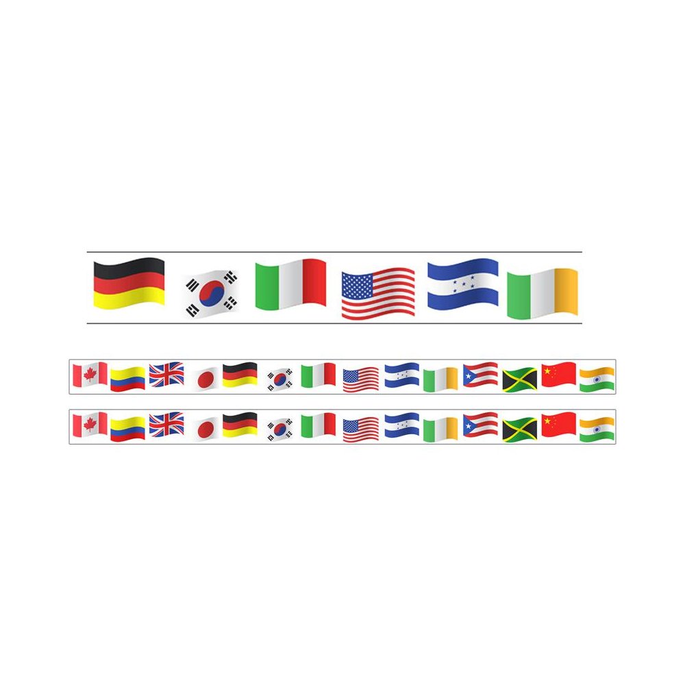 Borders/Trims, Magnetic, Rectangle Cut, World Flags Theme, 24' per Pack, 2 Packs. Picture 1