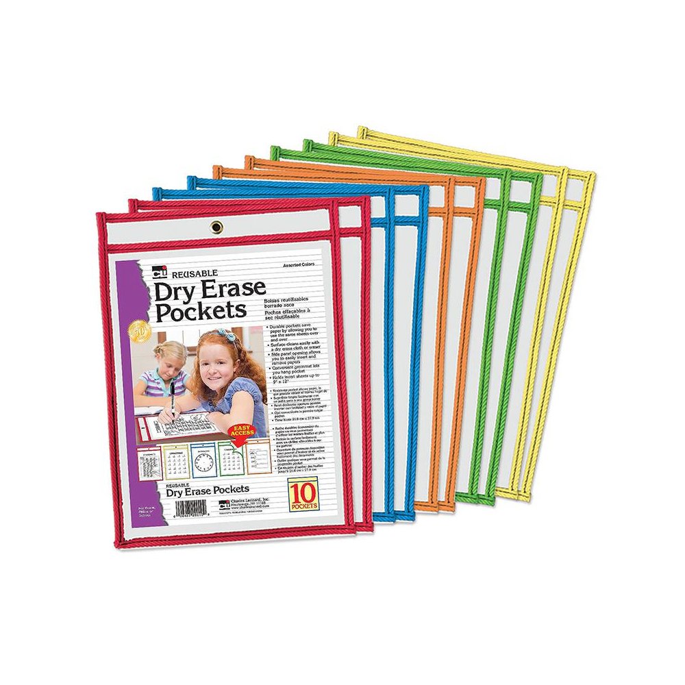 REUSABLE DRY ERASE POCKETS 10 SET. Picture 1