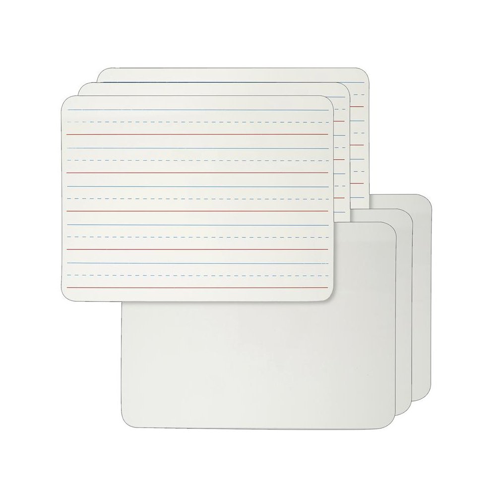 Dry Erase Board, 2-Sided Lined/Plain, 9" x 12", Pack of 6. Picture 1