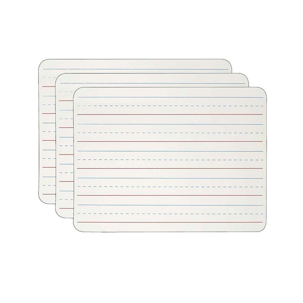 Dry Erase Board, Two Sided Magnetic, Plain/Lined, Pack of 3. Picture 1