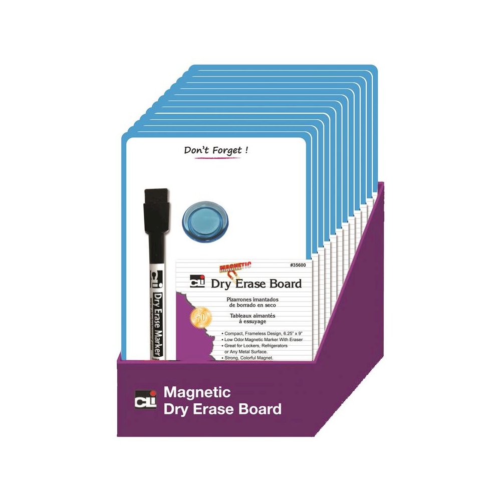 Mini Magnetic Dry Erase Board 12/St, Blue Frame. Picture 1