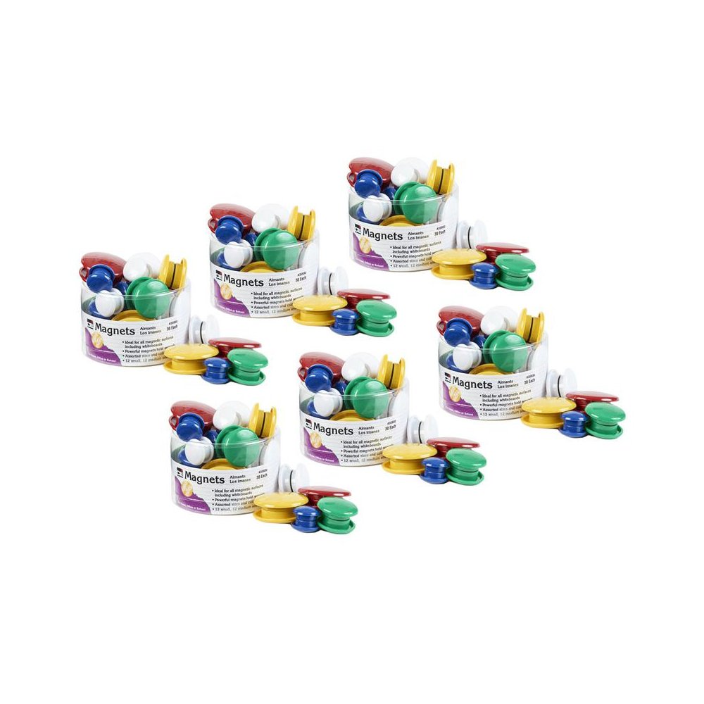 Assorted Round Magnets, 30 Per Pack, 6 Packs. Picture 1