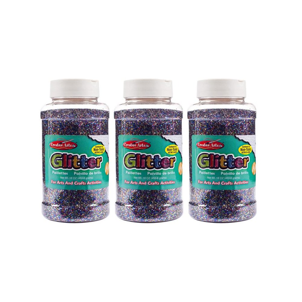 Creative Arts Glitter, 1 lb. Bottle, Multi-Color, Pack of 3. Picture 1