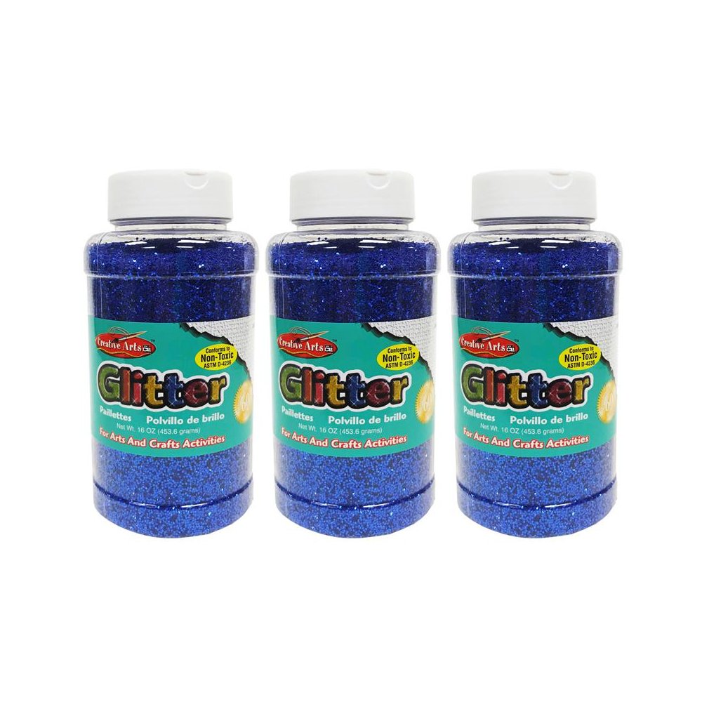 Creative Arts Glitter, 1 lb. Bottle, Blue, Pack of 3. Picture 1