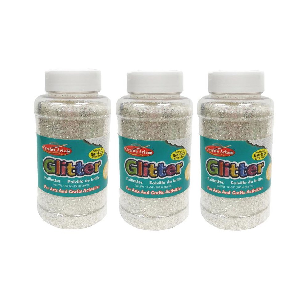 Creative Arts Glitter, 1 lb. Bottle, Iridescent, Pack of 3. Picture 1