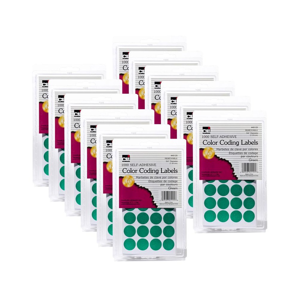 Color Coding Labels, Green, 1000 Per Pack, 12 Packs. Picture 1
