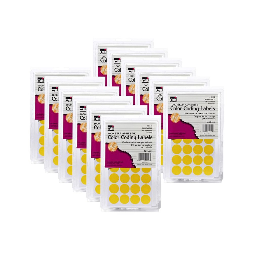 Color Coding Labels, 3/4", Yellow, 1000 Per Pack, 12 Packs. Picture 1