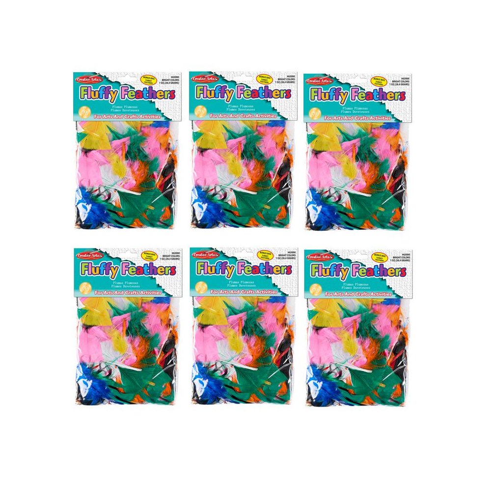 Bright Hues Fluffy Turkey Feathers, 1 oz Per Pack, 6 Packs. Picture 1