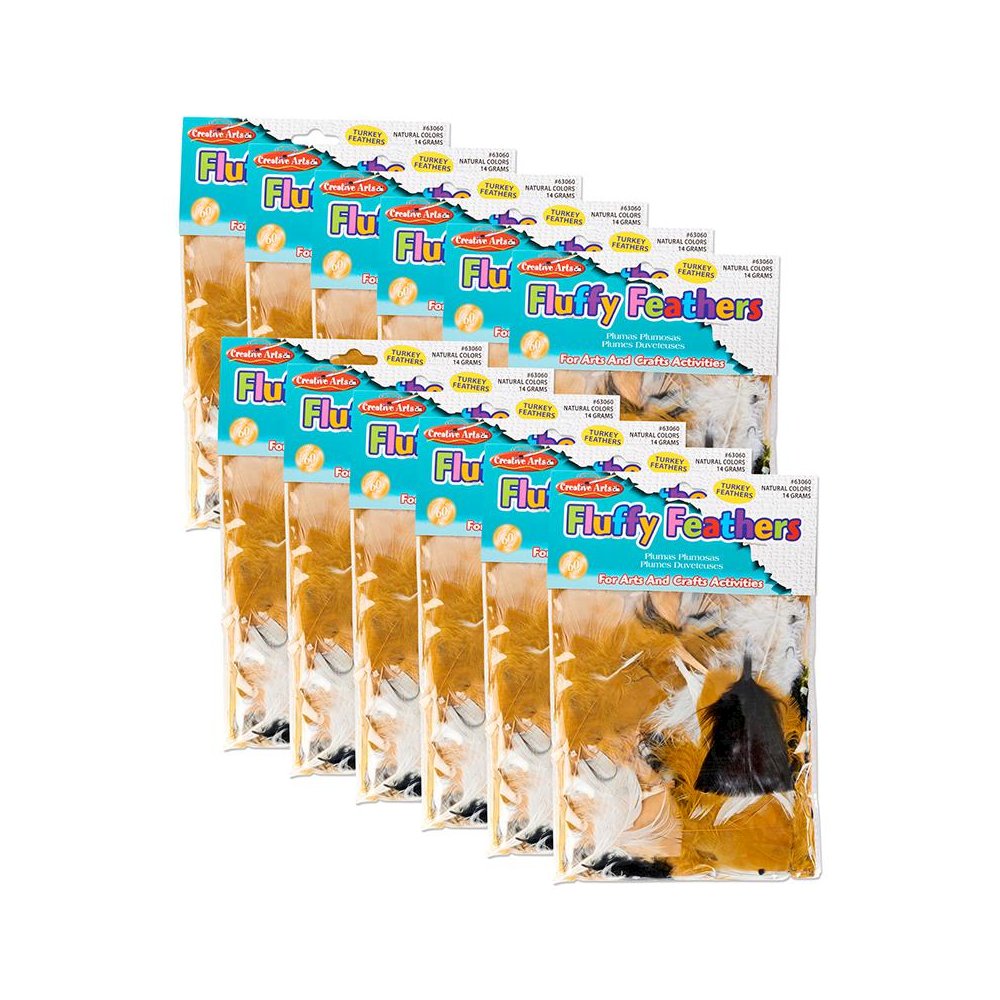 Turkey Feathers, Natural Colors, 14 Grams Per Pack, 12 Packs. Picture 1