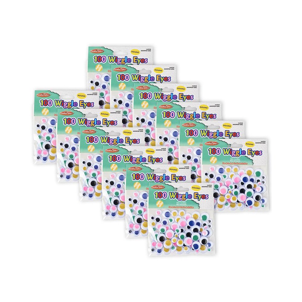 Creative Arts Wiggle Eyes, Round, 100 Per Pack, 12 Packs. Picture 1