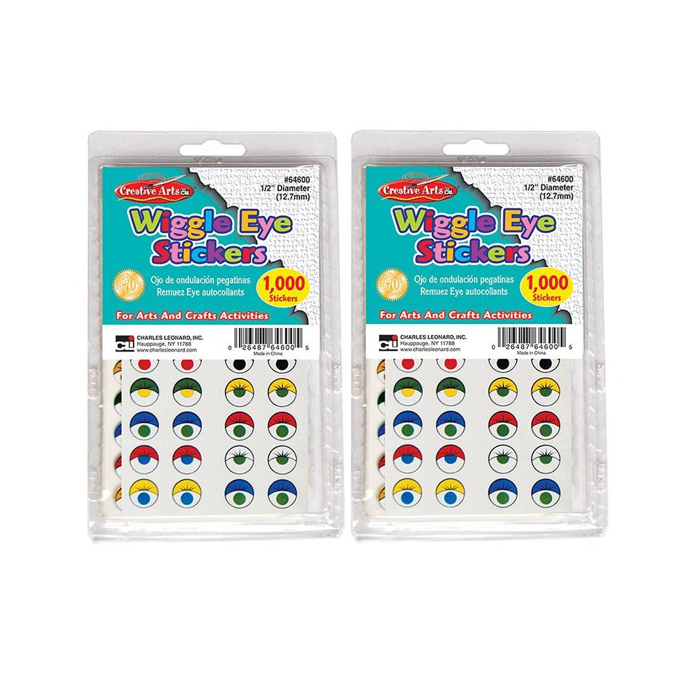 Creative Arts Wiggle Eyes Stickers, Assorted Colors, 1000 Per Pack, 2 Packs. Picture 1